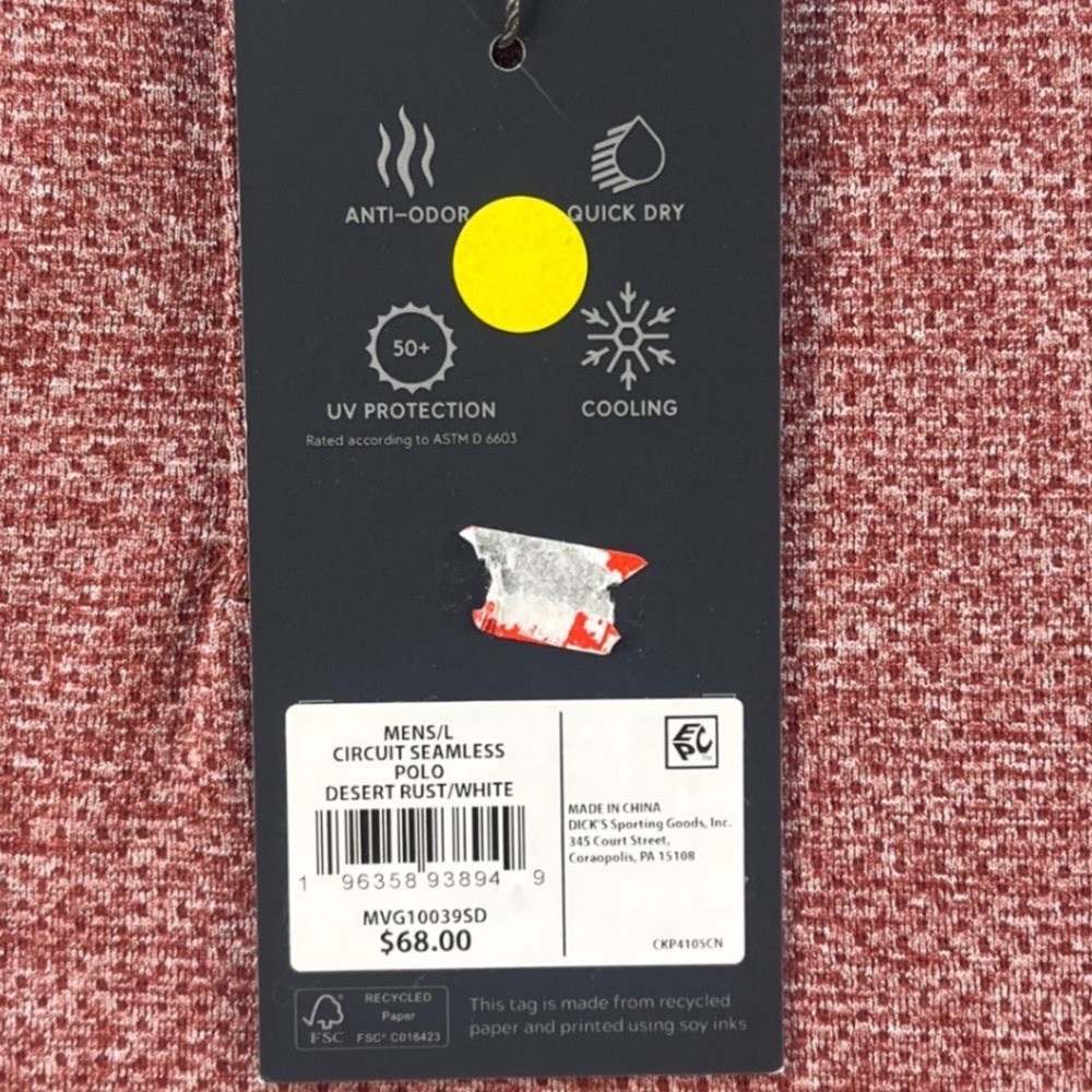 VRST Mens Circuit Seamless Golf Polo Desert Rust White MVG10039SD L NWT - Picture 4 of 9